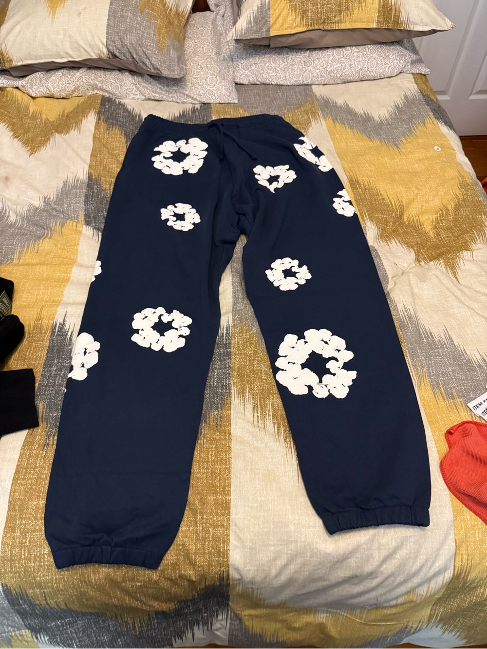 Denim Tears Cotton Wreath Navy Blue Men’s Sweatpants Size M